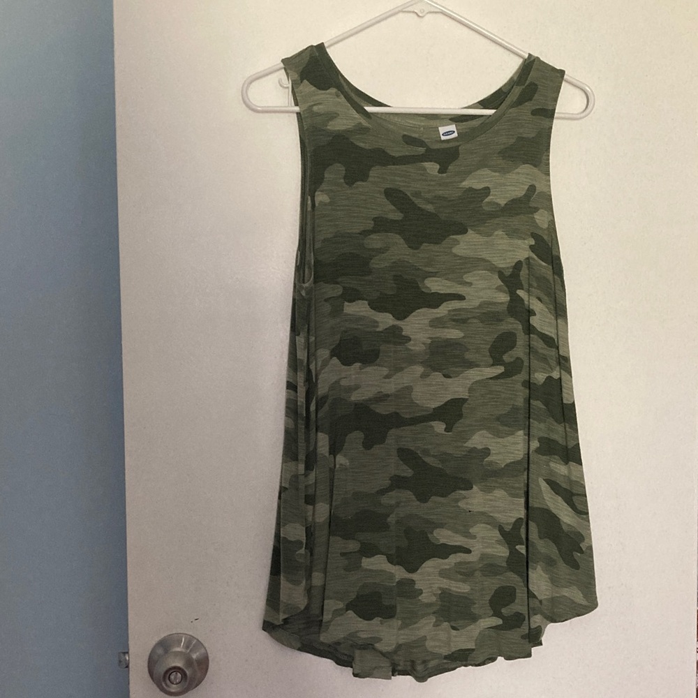 Old Navy Green Camo Swing Tank